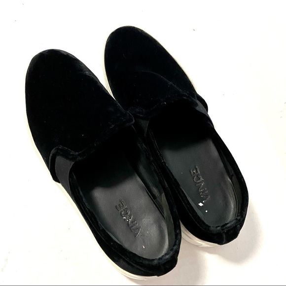 VINCE Black Velvet Platform Fashion Sneakers 7 - Picture 3 of 11